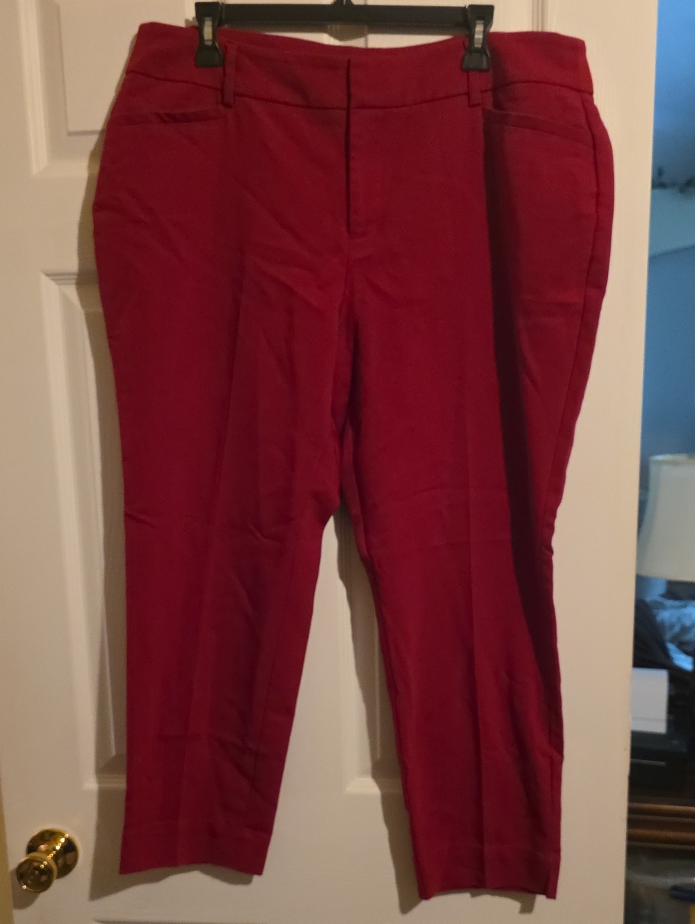 Roz & Ali Crimson Red Women's Stretch Pants